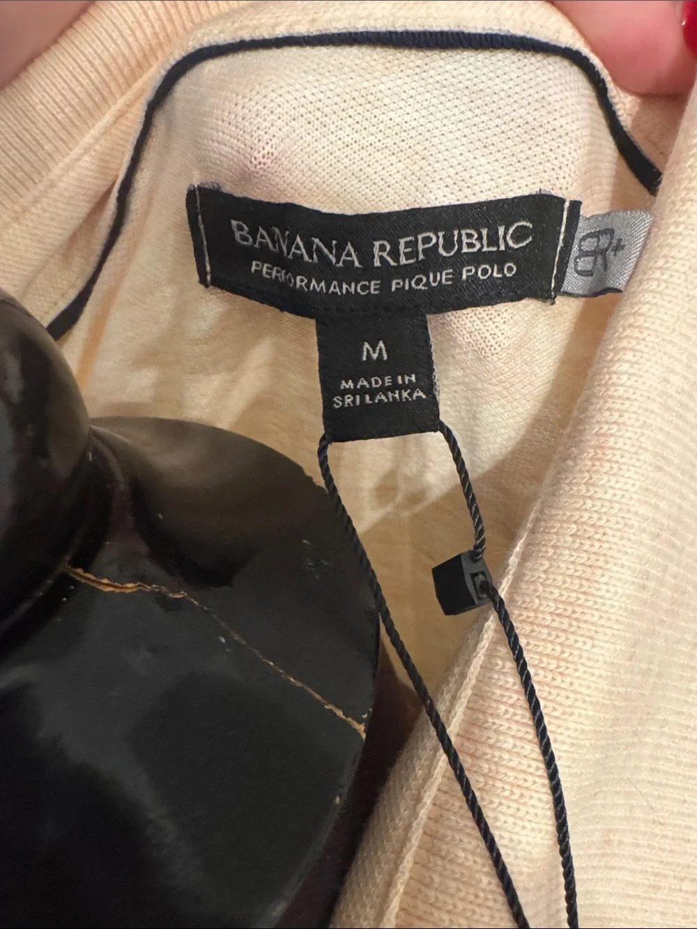 Men’s Banana Republic Light Peach Polo with Contrast Trim (wrinkled)